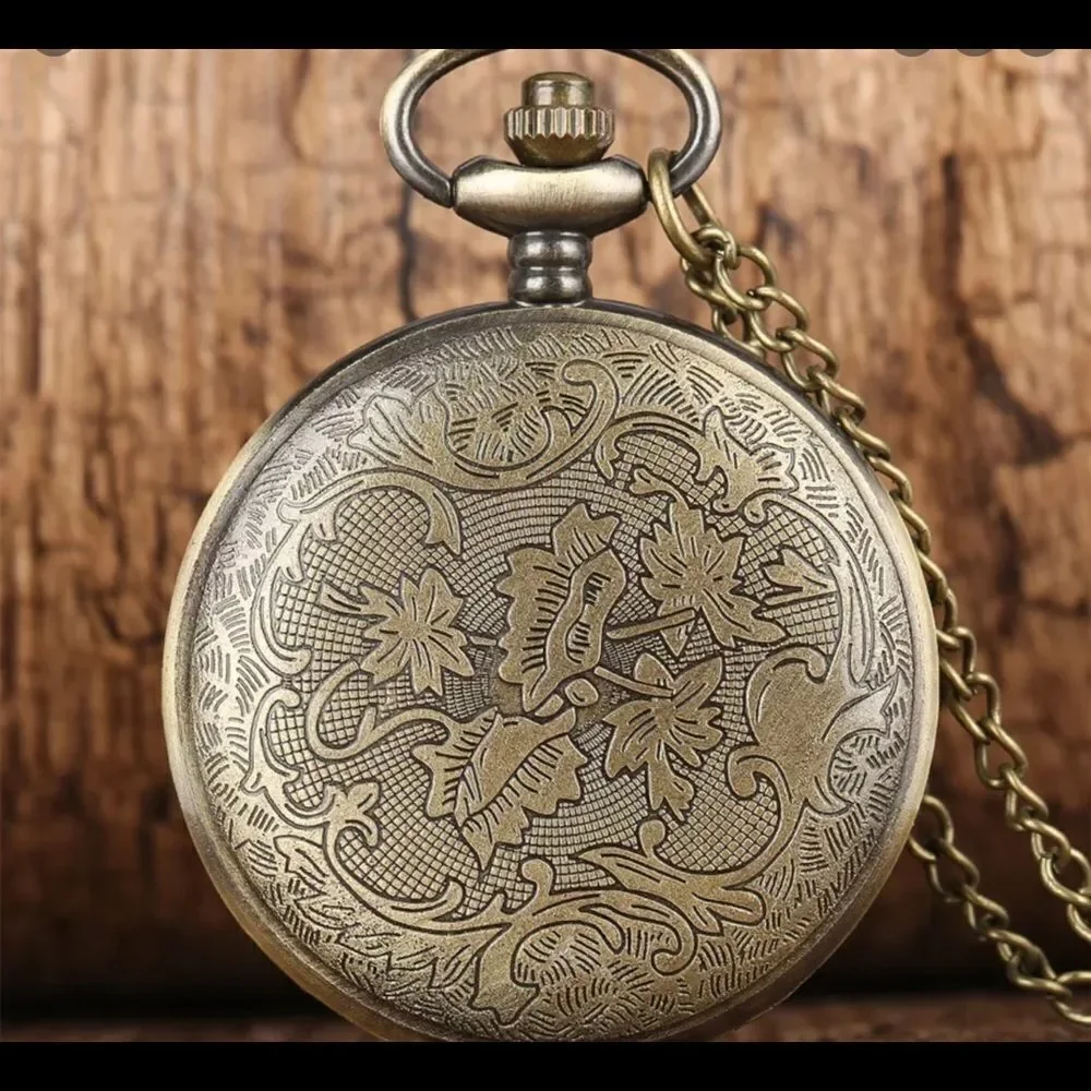 Antique Copper Steampunk Vintage Gear Quartz‎ Pocket Watch Bronze